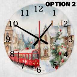 Vintage Christmas Town Wall Clock - Glass, Silent, 20cm & 30cm - thumbnail 2