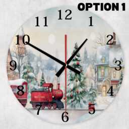 Vintage Christmas Town Wall Clock - Glass, Silent, 20cm & 30cm - thumbnail 1
