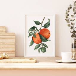 Orange Wall Art, Fruit Art Print, Watercolor Print - thumbnail 2