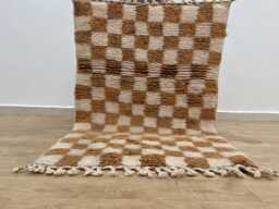Brown Moroccan Checkered Rug 3x4.2 Ft , Rugs For Living Room Handmade Area Rugs Wool Berber - Beni Ourain - thumbnail 1