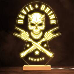 Rockstar Skull Devil Drink Stars Gothic Style Personalised Gift Lamp Night Light - thumbnail 1