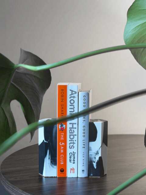 Unique Bookends Handcrafted From Jesmonite/Marble Home Decor Shelf Interior Styling - image 1