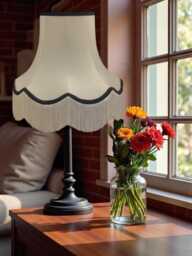 Traditional Cream Fabric Lampshade Handmade For Table & Floor Standard Lamp Bases, Wall Light Fixtures, Ceiling Fittings - thumbnail 1