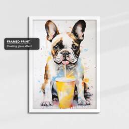 Vibrant French Bulldog Milkshake Dog Painting Framed Poster Print & Canvas Wall Decor Art Bedroom Home Interior Gift For Pet Lover - thumbnail 3