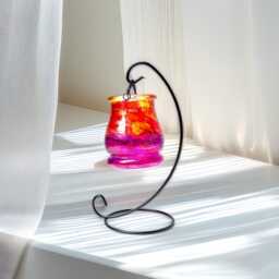 Tropical Sunrise Lantern - Hand Painted Abstract Glass Candle Holder, Unique Home Gift - thumbnail 4