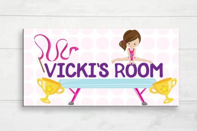 Gymnastics Door Sign, Gymnast Hanger, Decor, Personalized Name Gymnastic Girls Room Theme - image 1