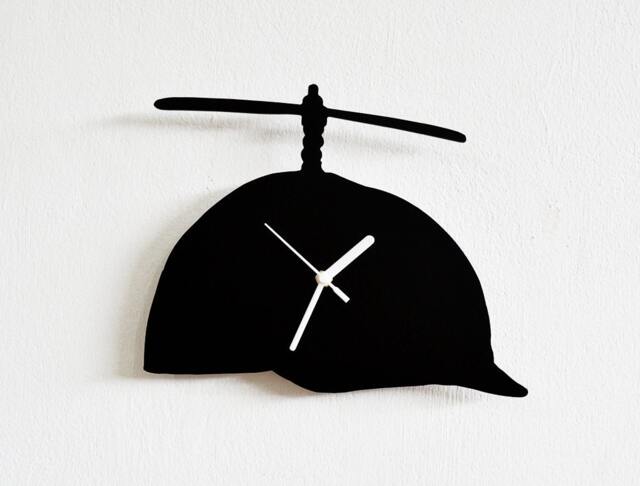 Funny Hat With Propeller Boys Silhouette - Wall Clock - image 1