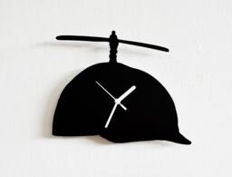 Funny Hat With Propeller Boys Silhouette - Wall Clock - thumbnail 1