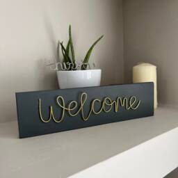 Welcome Sign Rustic Wooden Hallway Entrance Wall Decoration Plaque Wire Words - thumbnail 2