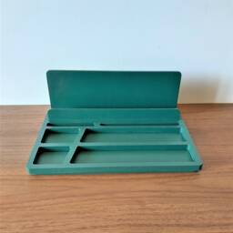 Green Wooden Desk Organizer Modern Office Storage Set - thumbnail 2