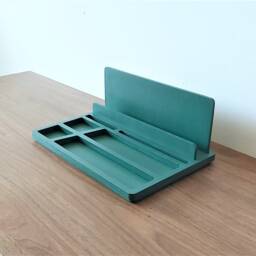 Green Wooden Desk Organizer Modern Office Storage Set - thumbnail 3