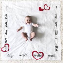 Baby Milestone Blanket, Anniversary Blanket, Baby Rainbow Age Growth Gift, Newborn Photoprop - thumbnail 2