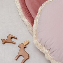 Dusty Pink Velvet Baby Play Mat Reversible Round Rug - thumbnail 2