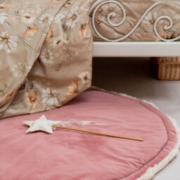 Dusty Pink Velvet Baby Play Mat Reversible Round Rug - thumbnail 4