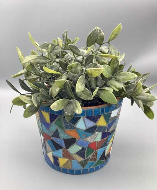 Handcrafted Mosaic Pot With Glass Tiles - Unique Cylinder Design & Custom Patterns - image 1
