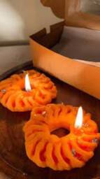 Hand Made Scented Mithai Candle - Imarti Decor & Wedding Gift - Set Of 2 Indian Sweets - thumbnail 2