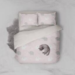 3D Elephant Duvet Cover Set, Kids Bedding, Light Pink - thumbnail 1