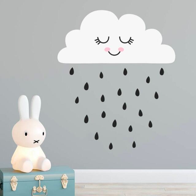 Cloud Wall Decal - Nursery Decal, Rain Cute Sticker, Decor - image 1