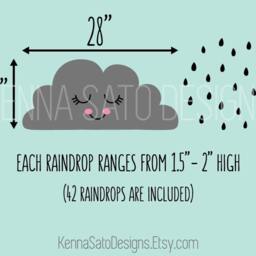 Cloud Wall Decal - Nursery Decal, Rain Cute Sticker, Decor - thumbnail 4