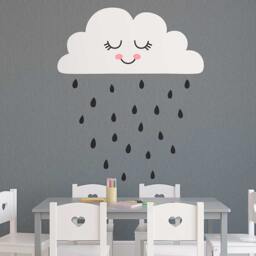 Cloud Wall Decal - Nursery Decal, Rain Cute Sticker, Decor - thumbnail 3