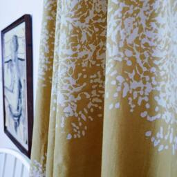 "Yellow Curtain Panel Window Treatment Mustard Printed Home Living Houseware - One Tree Forest 44""W X 84""L/ 96""/ 108" - thumbnail 2