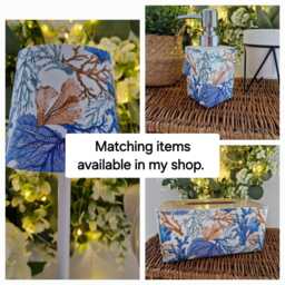 Lovely Blue Coral Decoupaged Ceramic Soap Dispenser.hand Decorated - thumbnail 3