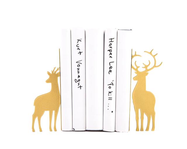 Golden Deer Metal Bookends Woodland Nursery Decor - image 1
