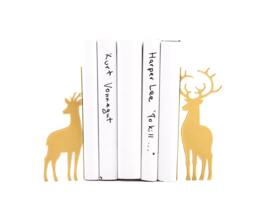 Golden Deer Metal Bookends Woodland Nursery Decor - thumbnail 1
