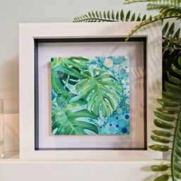 Framed Cheese Plant Tile Art Green Botanical Home Decor - thumbnail 1