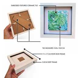 Framed Cheese Plant Tile Art Green Botanical Home Decor - thumbnail 2