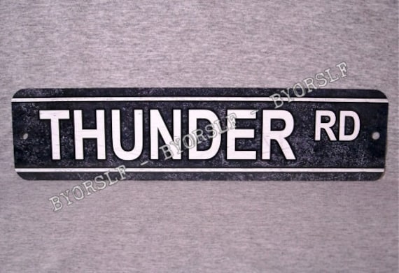 "Metal Sign Thunder Road Street Rd Song Film Wall Decor Bar 3"" X 12" - image 1