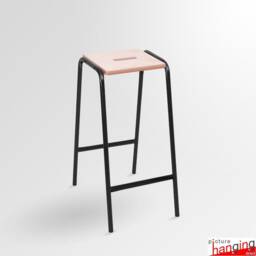 Modern Metal Leg Bar Stool, Beechwood Seat, 65cm Height - thumbnail 1