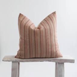 Pastel Striped Cotton Lumbar Pillow, Bamboo Reverse, 70S Style