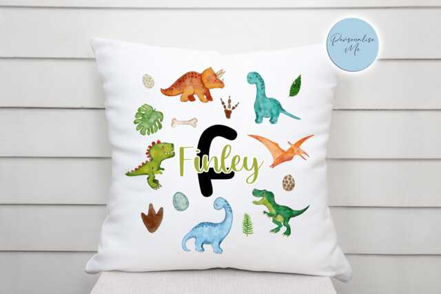 Personalised Dinosaur Cushion - Custom Name Kids Pillow Cute Dino Nursery D??cor Child's Bedroom Accessory - image 1