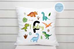 Personalised Dinosaur Cushion - Custom Name Kids Pillow Cute Dino Nursery D??cor Child's Bedroom Accessory