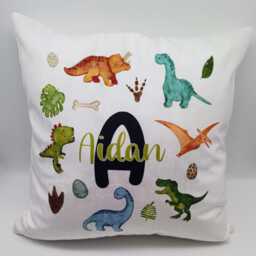 Personalised Dinosaur Cushion - Custom Name Kids Pillow Cute Dino Nursery D??cor Child's Bedroom Accessory - thumbnail 4