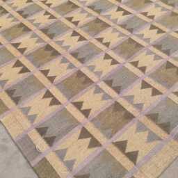 Handmade Swedish Kilim Rug Custom Scandinavian Wool Rug, Boho Minimalist Decor Bedroom Carpet - thumbnail 4