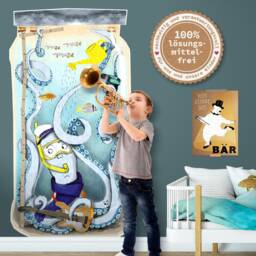 Measuring Pole, Cuttlefish, Label, Sticker, Children's Room, Nursery, Wall Decoration, 150 X 80 cm - thumbnail 3