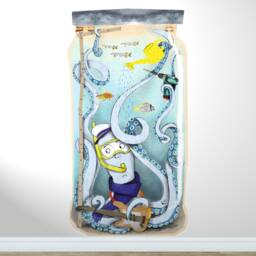 Measuring Pole, Cuttlefish, Label, Sticker, Children's Room, Nursery, Wall Decoration, 150 X 80 cm - thumbnail 2