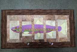 About Trout Quilted Finished Wall Hanging Or Unique Table Runner Rainbow Man Cave Fishing Room Wall Decor Outdoor Wildlife Fly
