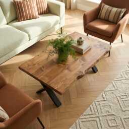 Rita Live Edge Coffee Table With Metal X Legs - thumbnail 3
