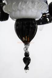Hand Blown Murano Glass Chandelier - Black & White Italian Lighting - thumbnail 2