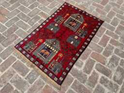 2'11x4'9 Old Heritage Islamic Prayer Rug - Hand-Knotted Afghan Soft Pile Wool For Spiritual & Traditional Home Setting Giftable