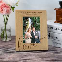 Wedding Gift For Couple, Mr & Mrs Photo Frame, Day Gift, Gifts Newlywed, Picture Anniversary - thumbnail 1