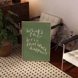 What's The Best That Could Happen? Print/Positive Quote Art Hand Painted Inspirational Green - thumbnail 2