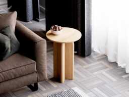 Solid Oak Round End Table Modern Minimalist Side Table