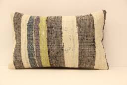 12x20 Turkish Kilim Lumbar Pillow Cover, Vintage Wool Cushion - thumbnail 1
