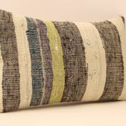 12x20 Turkish Kilim Lumbar Pillow Cover, Vintage Wool Cushion - thumbnail 2