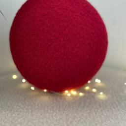 Handmade Boucle Ball Pillow Ruby Red Teddy Cushion - thumbnail 4
