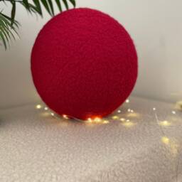 Handmade Boucle Ball Pillow Ruby Red Teddy Cushion - thumbnail 2
